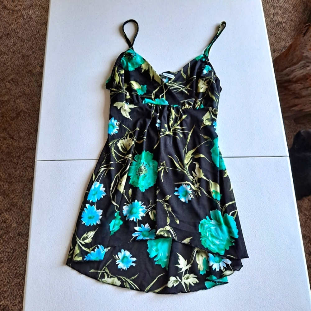 Blue Floral Tank Top Blouse